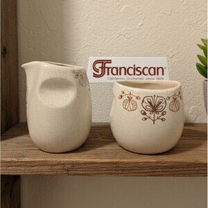 Franciscan POMEGRANITE Creamer & Open Sugar - MCM & VTG 1954-58- Made in USA